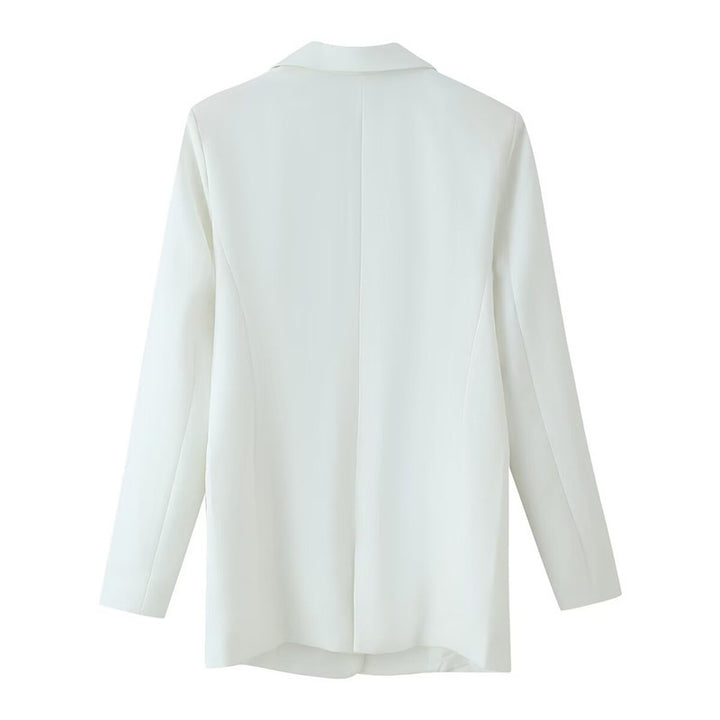 Damen doppelreihiger Longline-Blazer mit Reverskragen und Zierknöpfen Echo Archiv