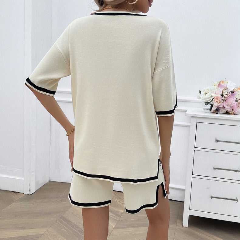 Damen Lässiges Sommer Ensemble mit kurzem Oberteil und bequemen Shorts Echo Archiv