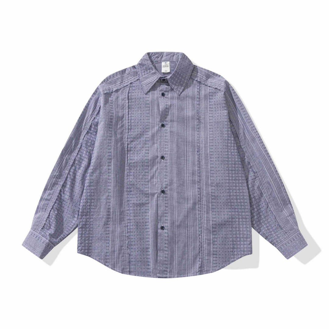 Damen Strukturierte Oversize‑Hemdbluse mit feiner Stickerei und Streifenstruktur Echoarchiv