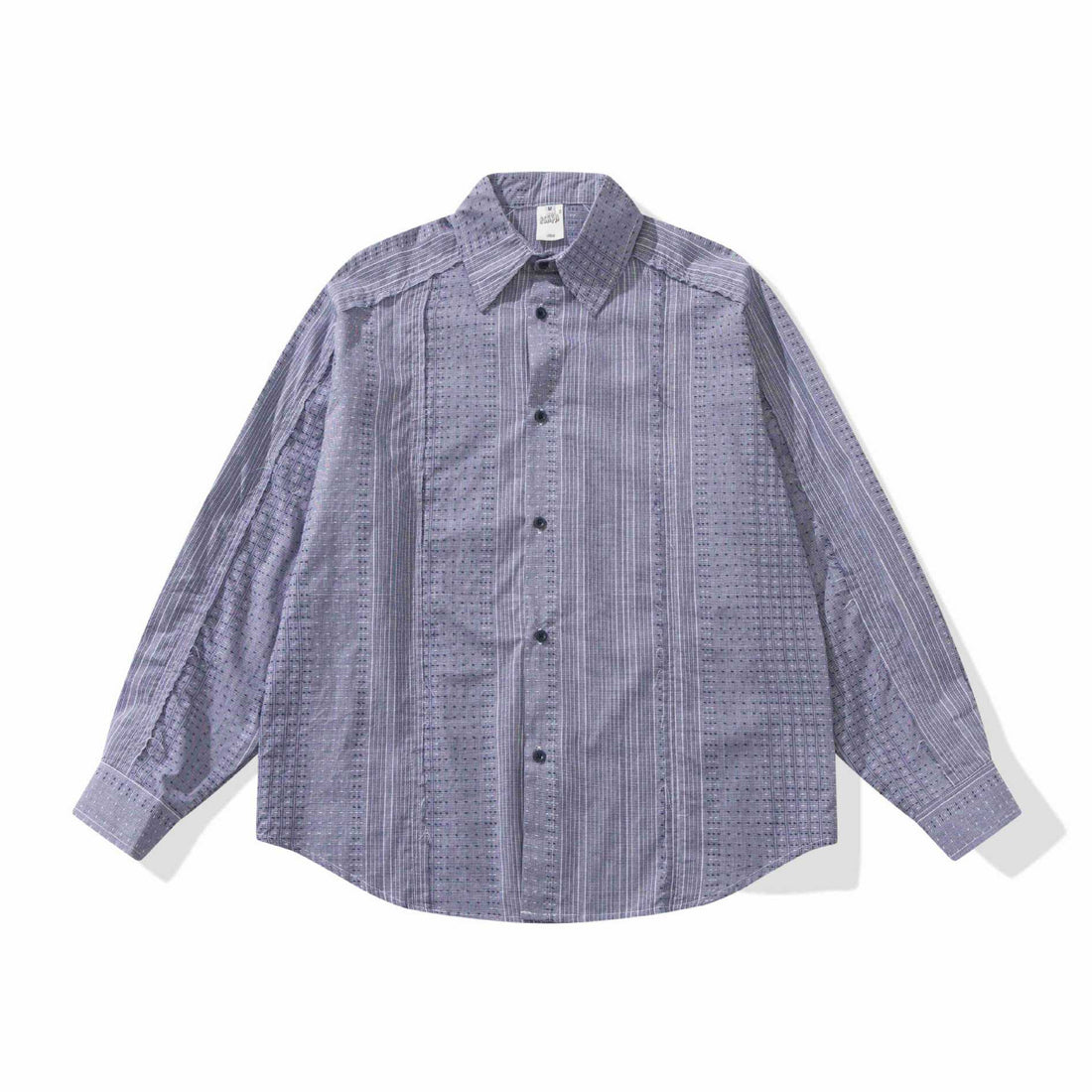 Damen Strukturierte Oversize‑Hemdbluse mit feiner Stickerei und Streifenstruktur Echoarchiv