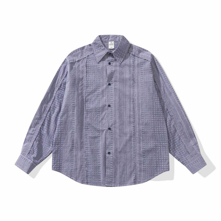 Damen Strukturierte Oversize‑Hemdbluse mit feiner Stickerei und Streifenstruktur Echoarchiv