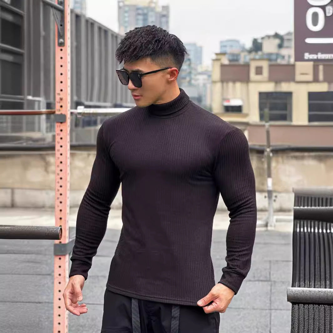 Herren elegantes Langarmshirt mit modischer Rippstruktur Echoarchiv