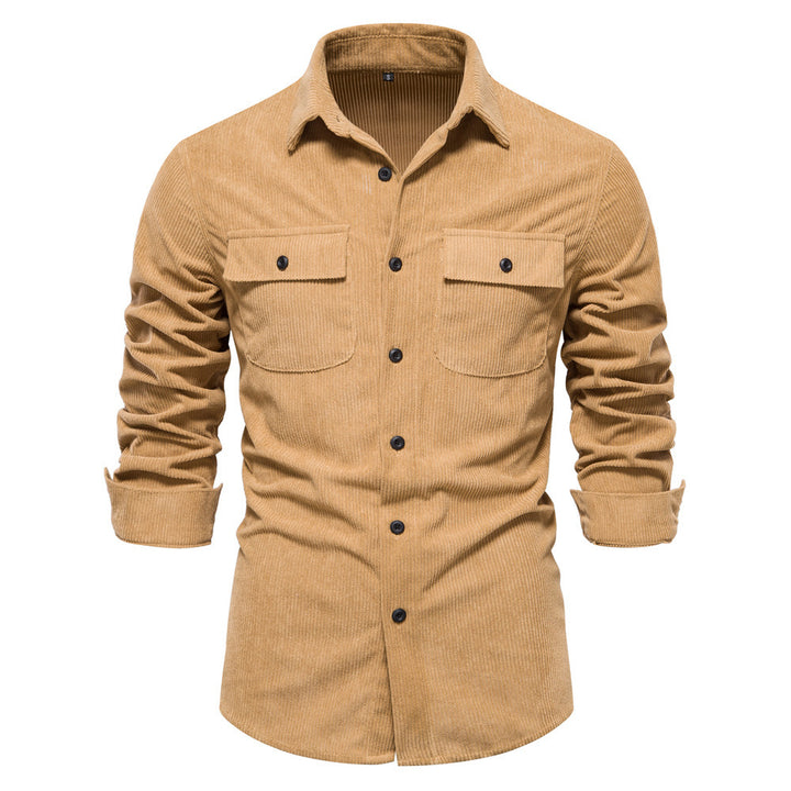 Herren nan feines Cord-Übershirt mit Brustpatten, durchgehender Knopfleiste und körpernaher Silhouette Echo Archiv