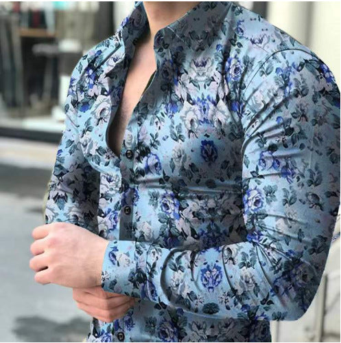 Herren nan figurbetontes Langarmhemd mit feinem Ornamentmuster und stretch Baumwollmischung Echo Archiv