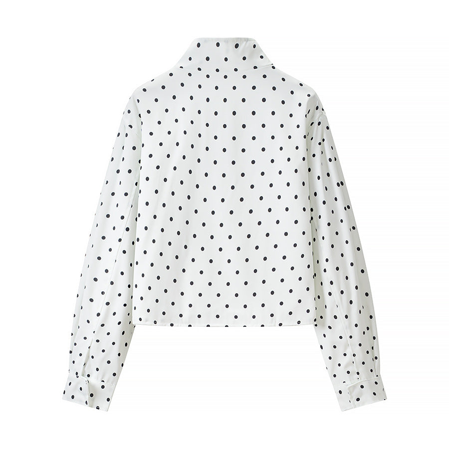 Damen Gepunktete Kurzjacke mit Stehkragen und verdeckter Druckknopfleiste Echo Archiv
