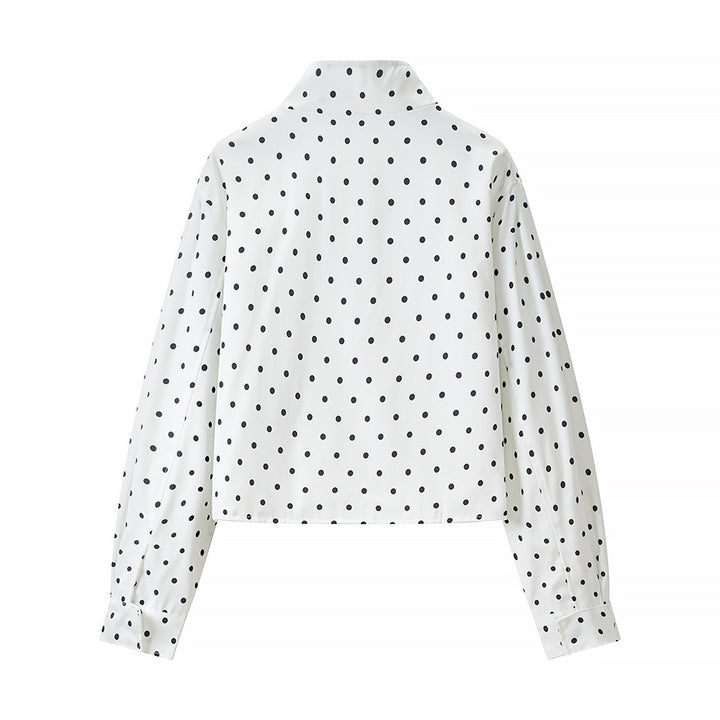Damen Gepunktete Kurzjacke mit Stehkragen und verdeckter Druckknopfleiste Echo Archiv