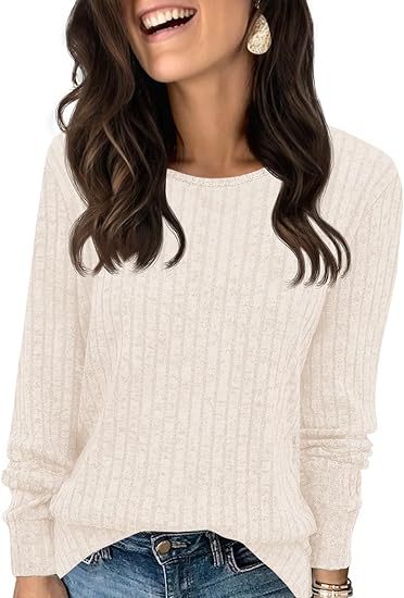 Damen Strukturierter Rippstrick-Pullover mit Rundhalsausschnitt, legerer Silhouette und weichen Bündchen Echo Archiv