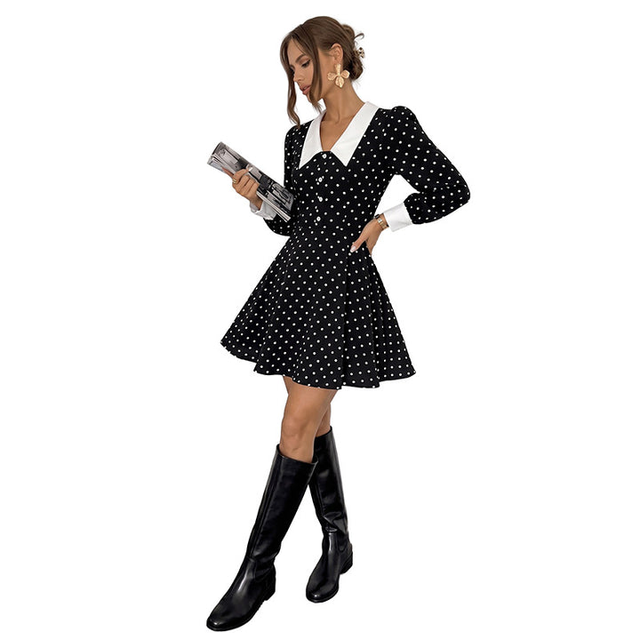 Damen Polka-Dot Minikleid mit Kragen Echo Archiv