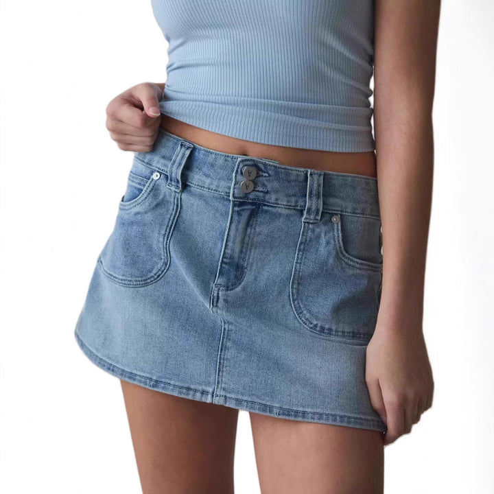 Damen Denim Minirock mit hochwertigen Taschen und modernem Schnitt Echo Archiv