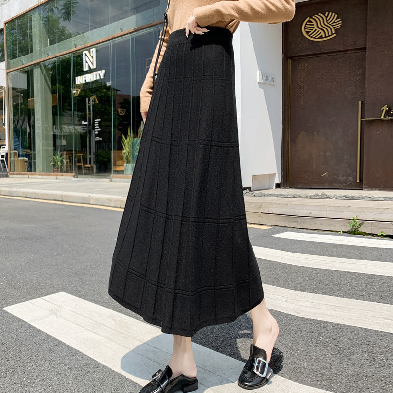 Damen Eleganter, plissierter Maxirock mit feiner Rippstruktur Echo Archiv