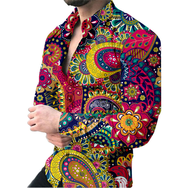 Herren Langarmhemd mit modernem 3D-Dreiecksdesign Echoarchiv
