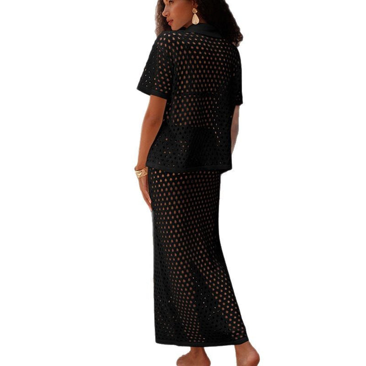Damen Netz-Outfit mit dekorativer Knopfleiste und Elegantem Schnitt Echo Archiv