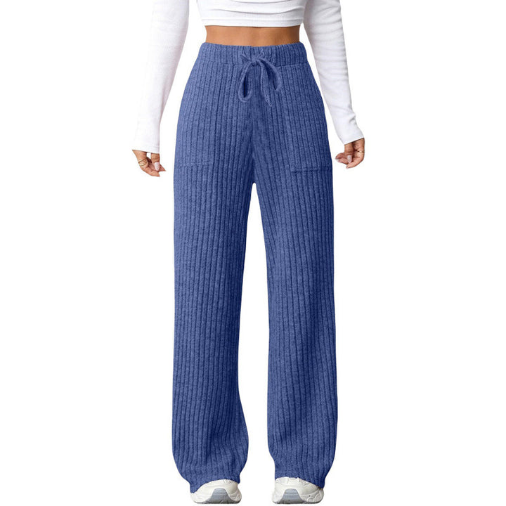 Damen Weite Rippstrick-Loungebundhose mit Tunnelzug und aufgesetzten Taschen Echo Archiv
