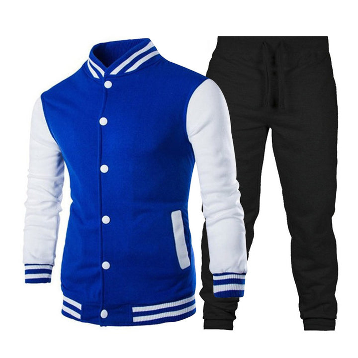 Herren sportlicher Varsity-Anzug mit kontrastierenden Ärmeln und elastischem Bund Echoarchiv