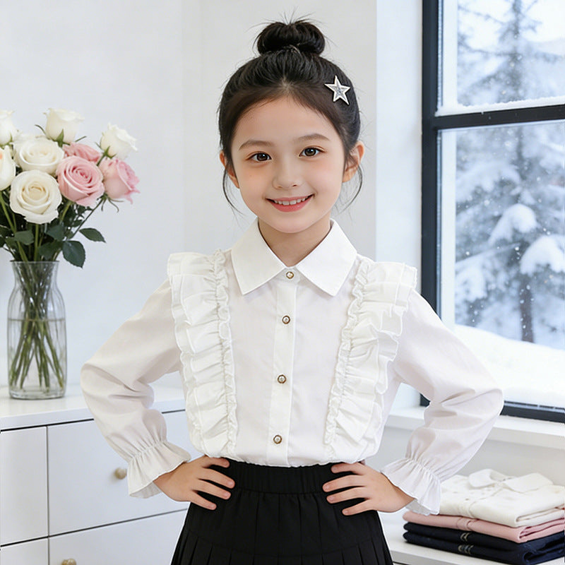 Mädchen Bluse mit Rüschendetails und Knopfverschluss Echo Archiv