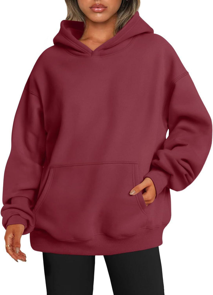 Damen oversized Kapuzenpullover mit verlängerter Silhouette und Kängurutasche – Auréline