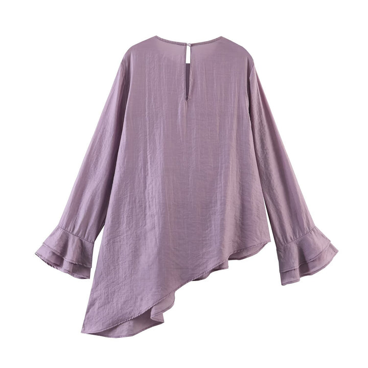 Damen Gestufte Rüschenbluse mit Glockenärmeln und asymmetrischem Saum Echo Archiv