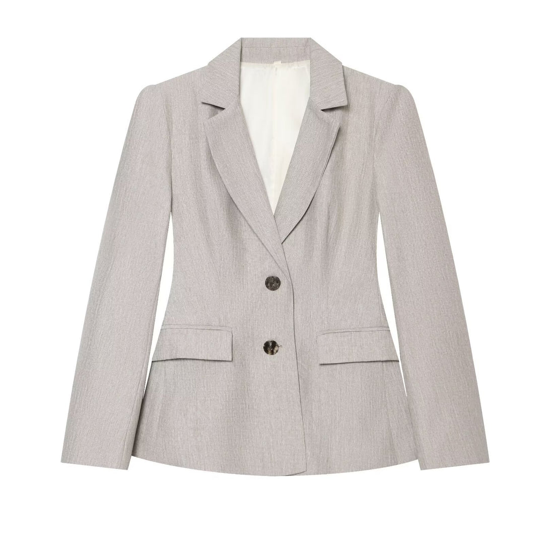 Damen Taillierter Zweiknopf-Blazer mit Pattentaschen und feiner Struktur Echo Archiv