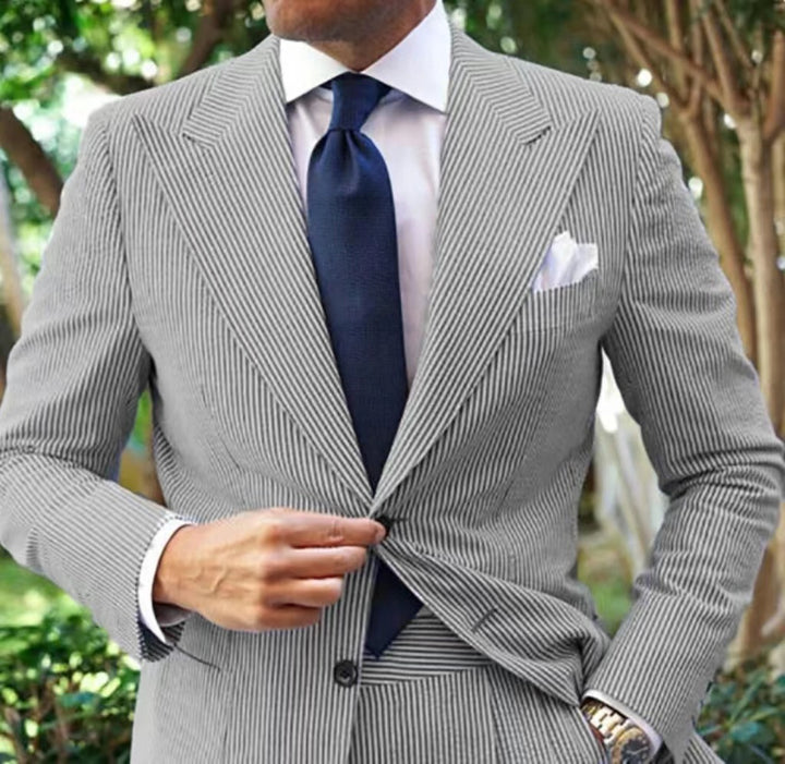 Herren Elegant Gestreifter Anzugblazer Echoarchiv
