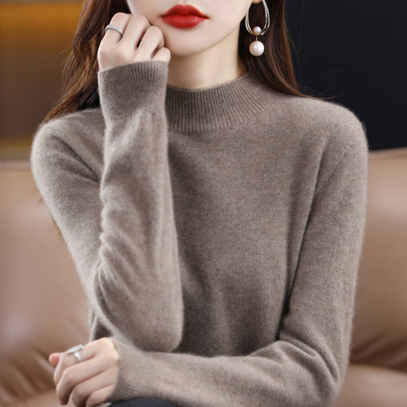 Damen Schlanker Feinstrick-Mockneckpullover mit extrafeinem Flauschfinish und verlängerten Bündchen Echoarchiv