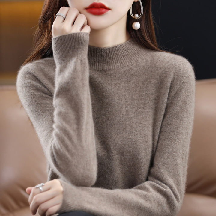 Damen Schlanker Feinstrick-Mockneckpullover mit extrafeinem Flauschfinish und verlängerten Bündchen Echoarchiv