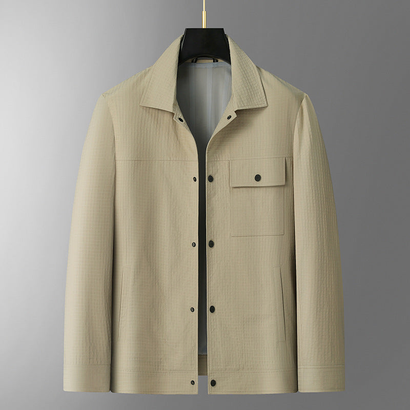 Herren Leichte Hemdjacke aus strukturierter Ripstop-Optik mit Druckknopfleiste Echo Archiv