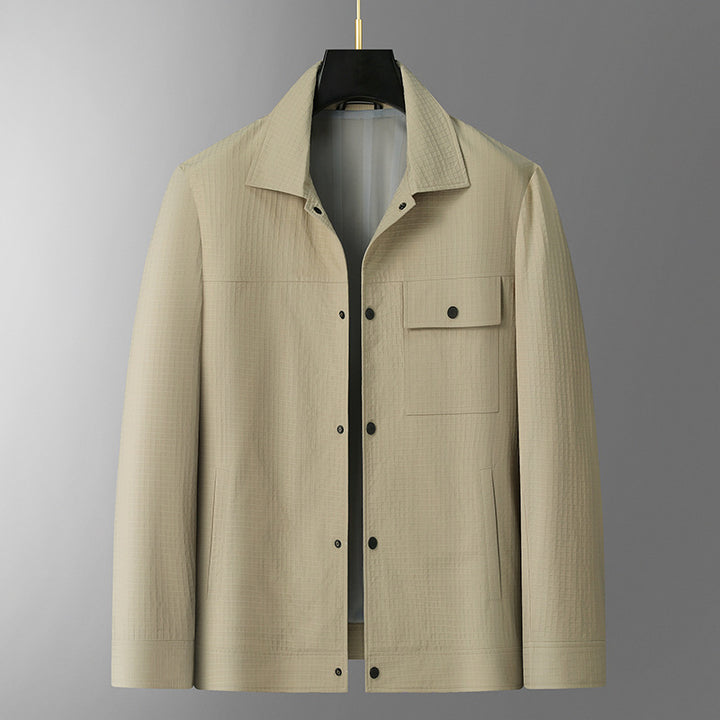 Herren Leichte Hemdjacke aus strukturierter Ripstop-Optik mit Druckknopfleiste Echo Archiv