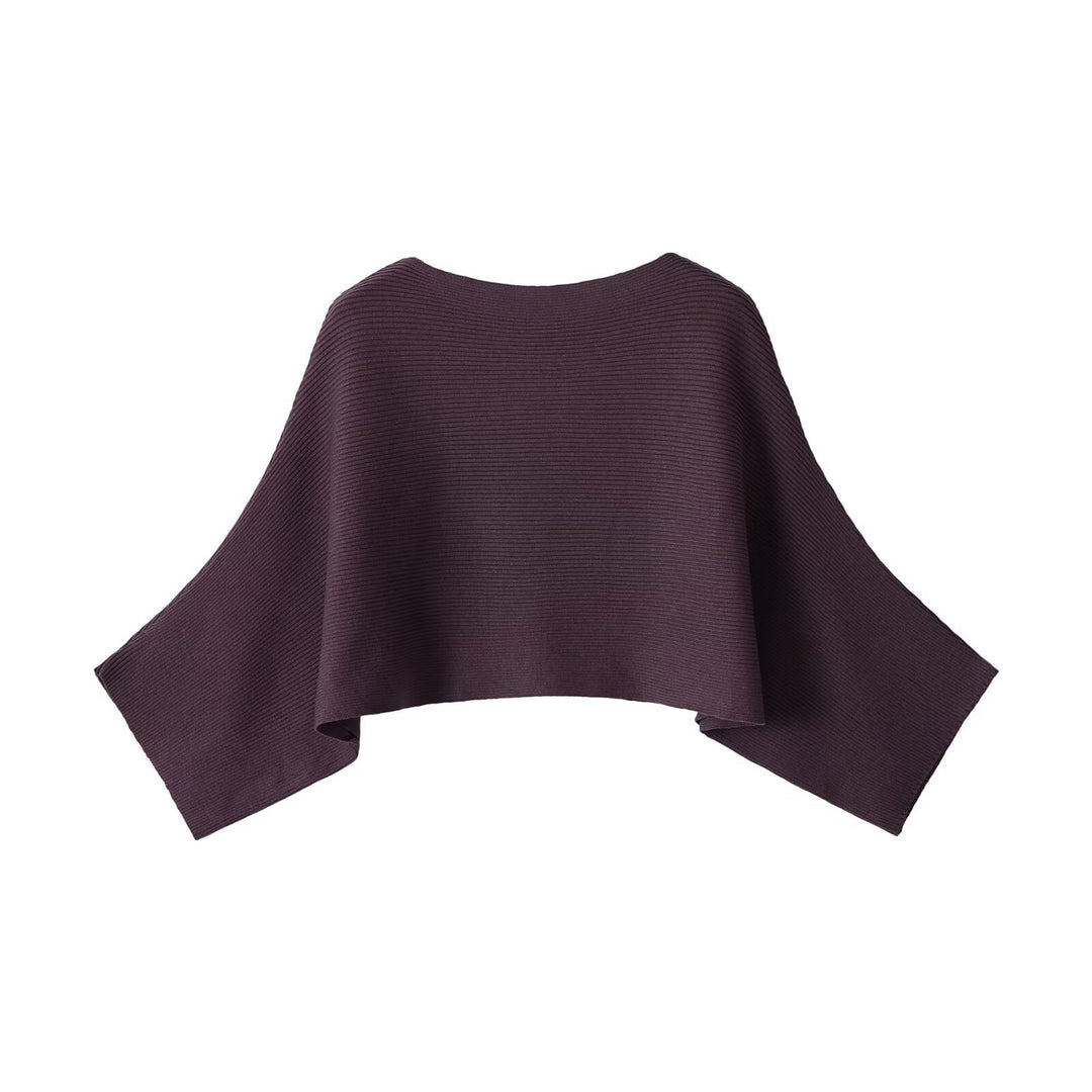Damen Gerippter Kurz‑Poncho mit U‑Boot‑Ausschnitt und kastiger Silhouette Echo Archiv