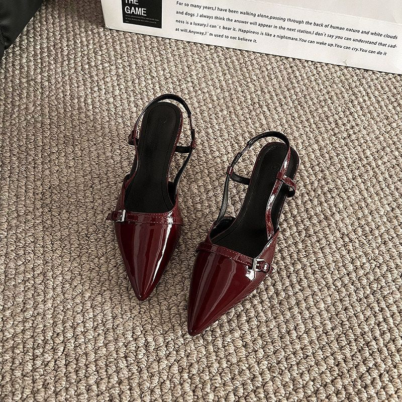 Damen Spitz zulaufende Lack-Pumps mit Slingback, schlanker Silhouette und gepolstertem Komfortfußbett – Lioré