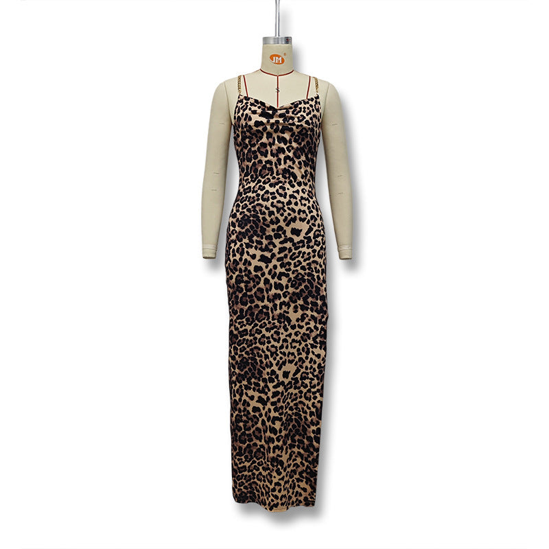 Damen Elegantes Maxikleid mit raffiniertem Leo-Muster Echo Archiv