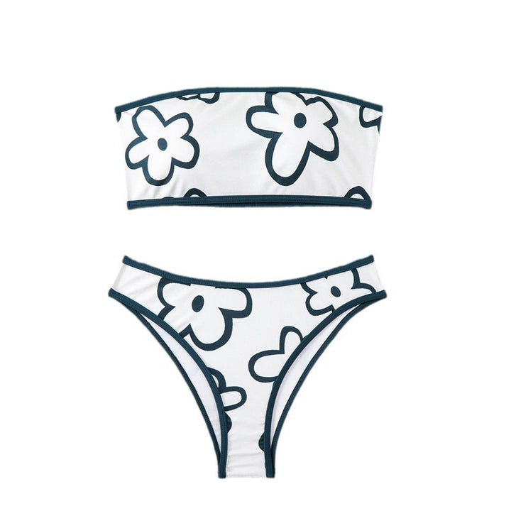 Damen Bandeau-Bikini mit floralem Muster und hohem Schnitt Echo Archiv