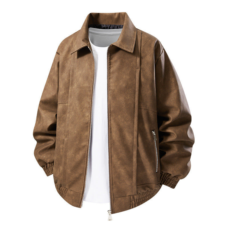 Herren Lässige Kunstlederjacke mit elastischen Bündchen Echo Archiv