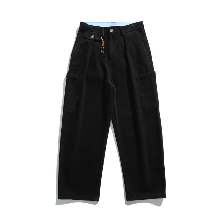 Herren Weite Cord‑Cargohose mit Bundfalten, aufgesetzten Beintaschen und Relaxed‑Fit Echo Archiv