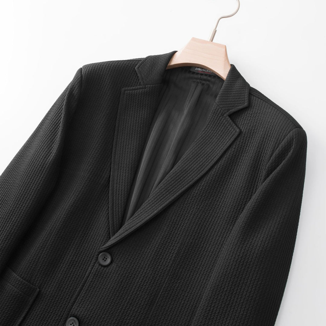 Herren Strukturierter Strickblazer mit Strukturmuster und aufgesetzten Taschen Echoarchiv