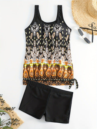 Damen Tankini-Set mit buntem Muster und bequemen Badeshorts Echo Archiv