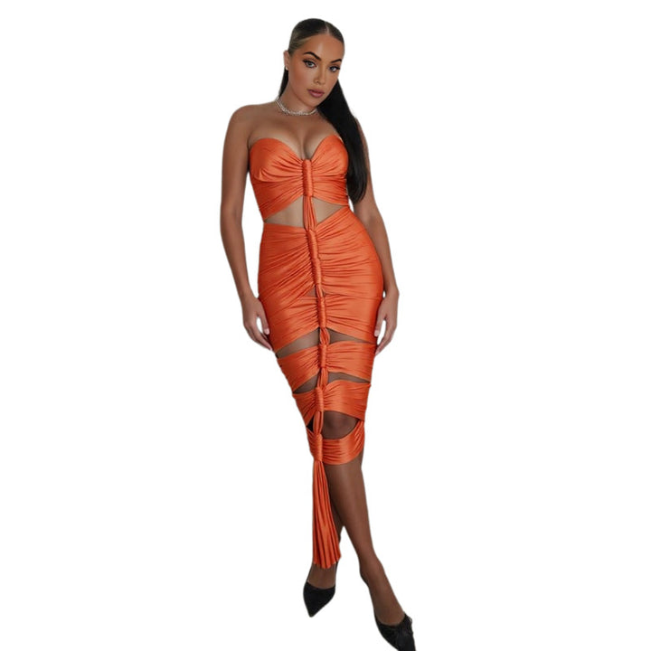 Damen Strapless Maxikleid mit raffinierten Cut-Out-Details und elegantem Raffungseffekt Echo Archiv