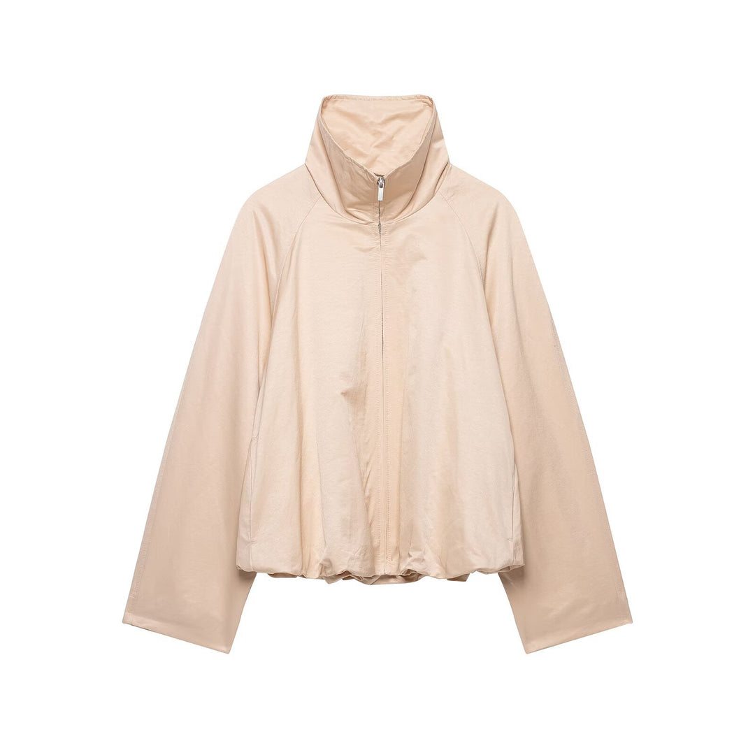 Damen Kurzes Satin-Finish Cape‑Blouson mit weitem Raglanärmel und hohem Stehkragen Echo Archiv
