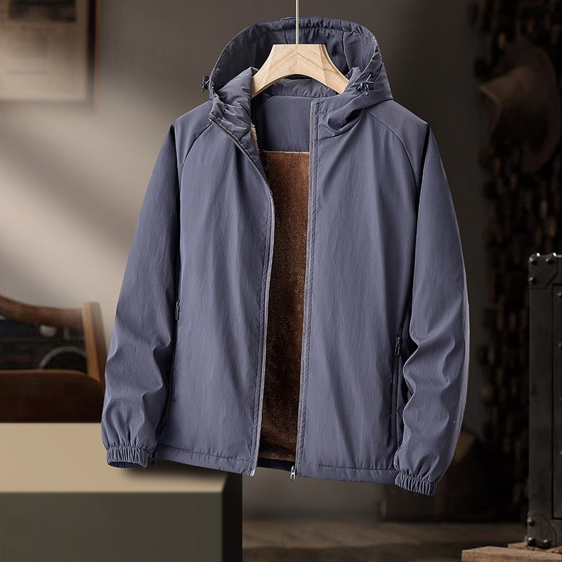 Herren Leichte Kapuzen-Übergangsjacke mit Teddyfutter & windabweisender Hülle Echoarchiv