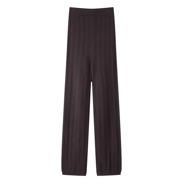 Damen nan weite Strickhose mit hohem Elastikbund, Strukturstrick und Palazzo-Schnitt Echo Archiv