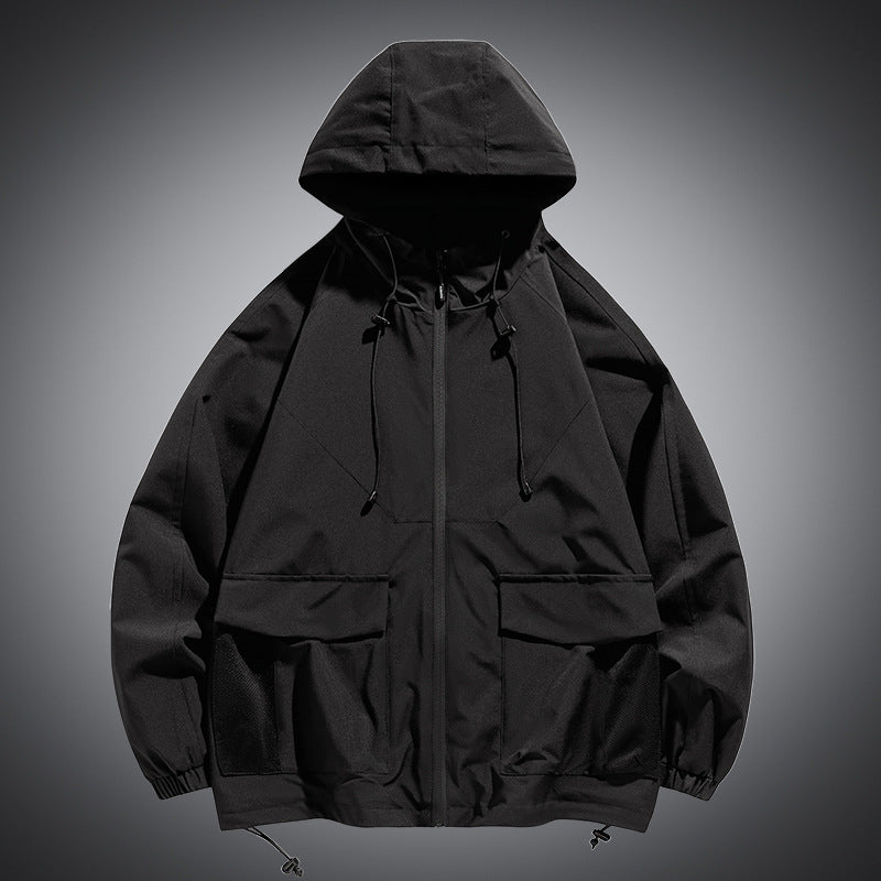 Herren Oversize Kapuzen-Windbreaker mit Multi‑Taschen, Mesh‑Einsätzen und Kordelzug Echo Archiv