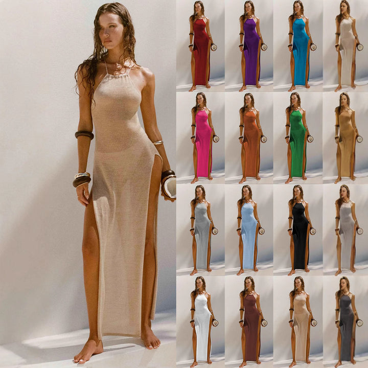 Damen elegantes Maxikleid mit hohen Seitenschlitzen Echo Archiv