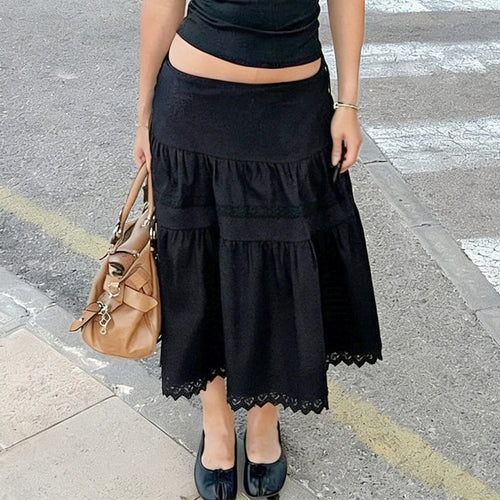 Damen eleganter gestufter Rock mit Spitzendetails Echo Archiv