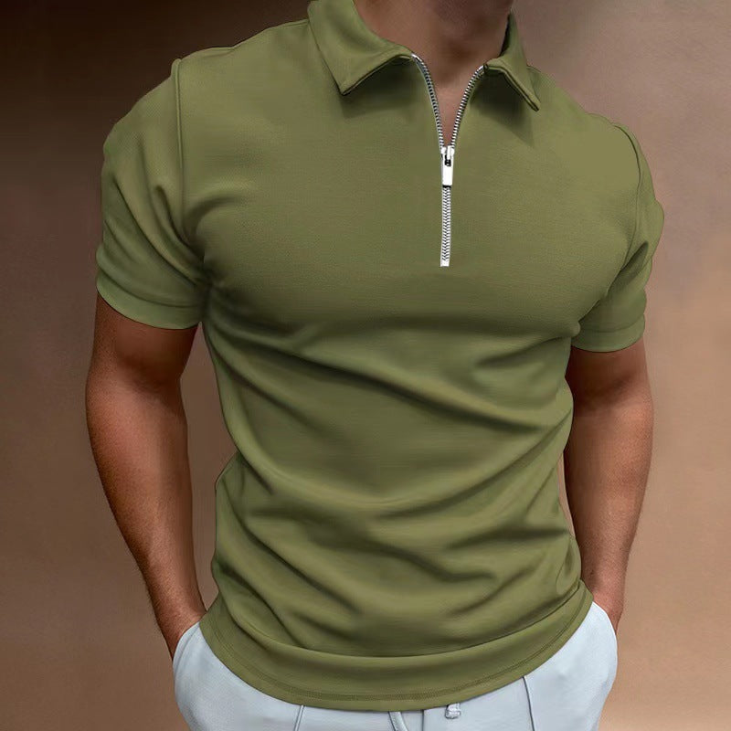 Herren Poloshirt mit modernem Stehkragen und Reißverschluss Echoarchiv