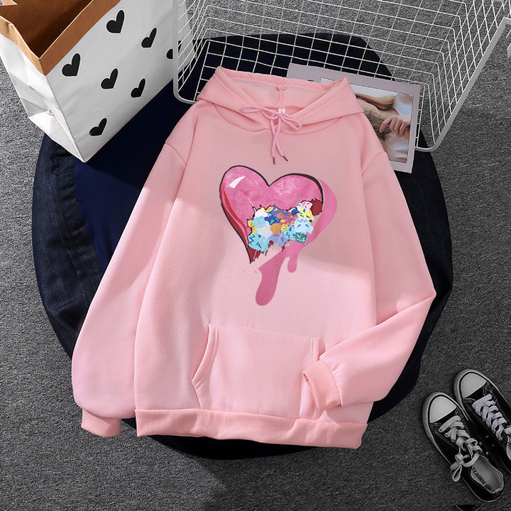 Damen Kapuzenpullover mit künstlerischem Aquarell‑Federmotiv, Oversize‑Schnitt und Kängurutasche – Auréline
