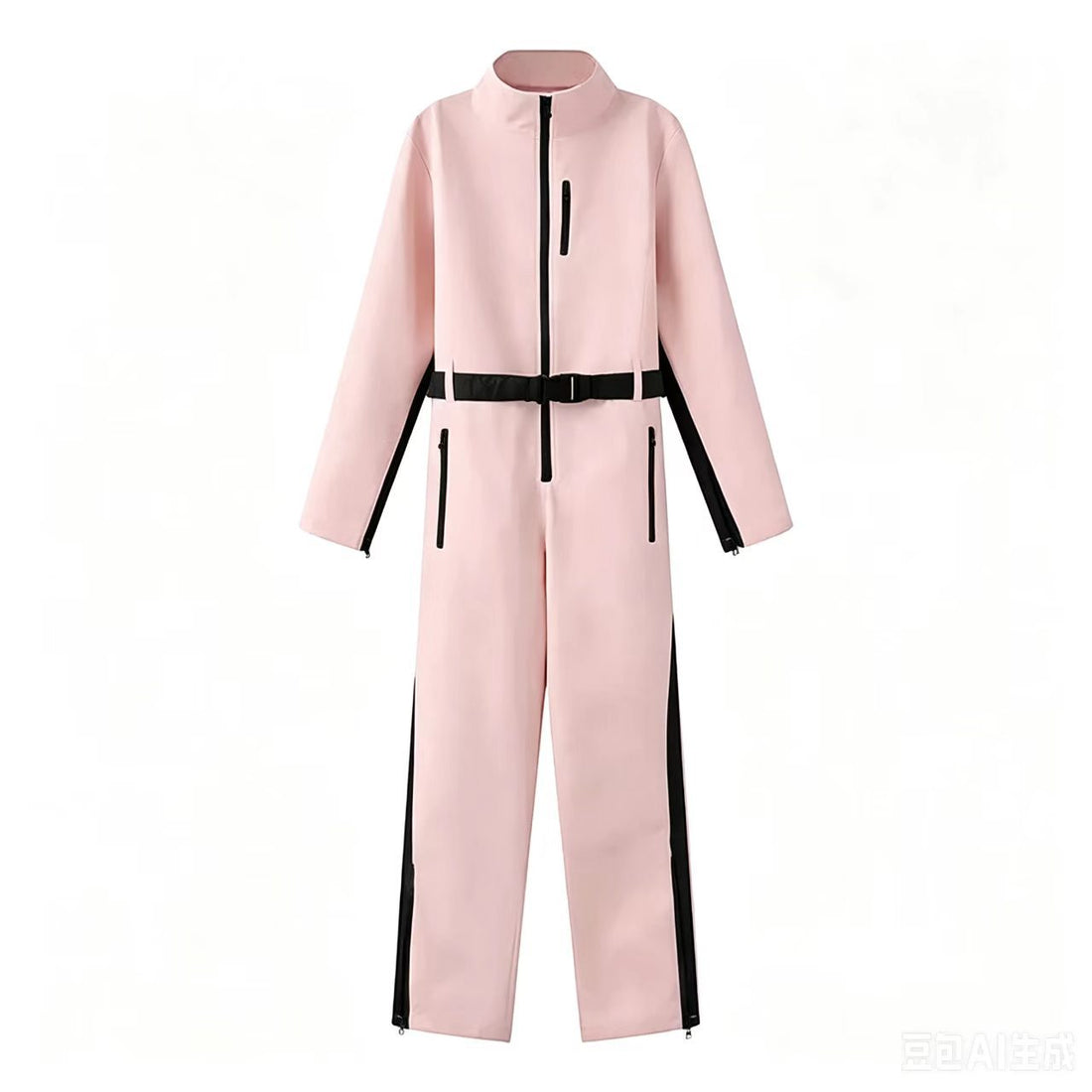 Damen Funktionaler Utility-Overall mit Reißverschlüssen und Taillengürtel Echoarchiv
