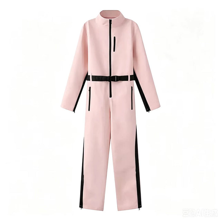 Damen Funktionaler Utility-Overall mit Reißverschlüssen und Taillengürtel Echoarchiv