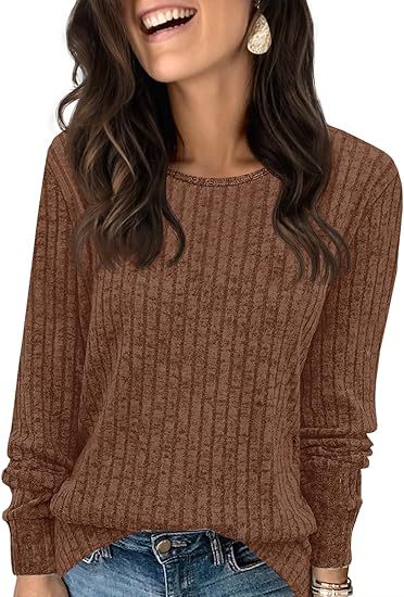 Damen Strukturierter Rippstrick-Pullover mit Rundhalsausschnitt, legerer Silhouette und weichen Bündchen Echo Archiv