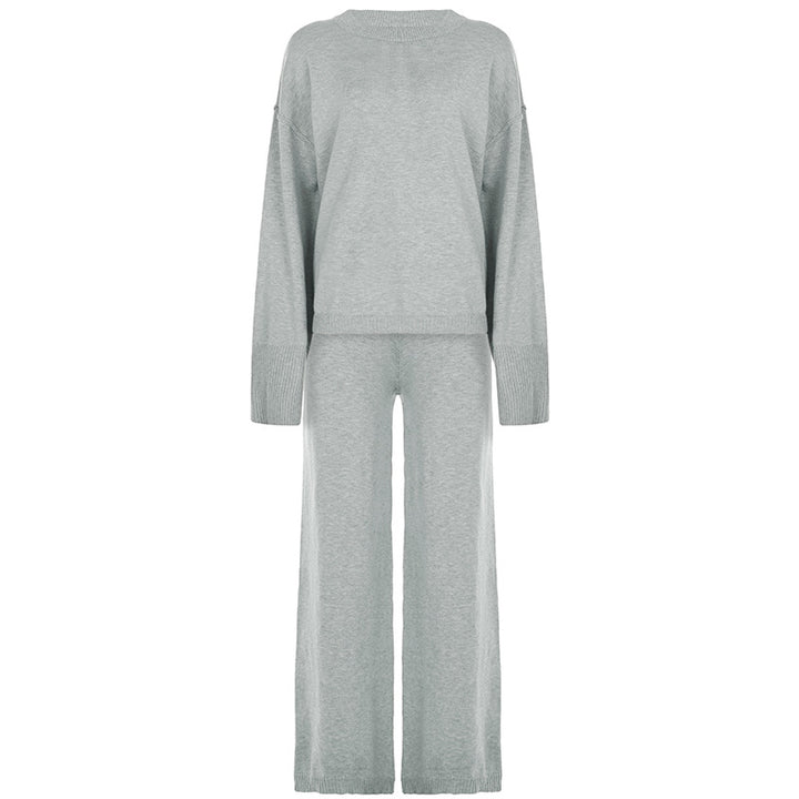 Damen nan kaschmirähnliches Strick-Lounge-Set mit Oversize-Pullover und weiten Palazzo-Hosen Echo Archiv