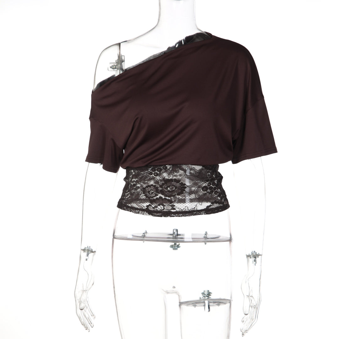 Damen Off-Shoulder Bluse mit Spitzenbund Echo Archiv