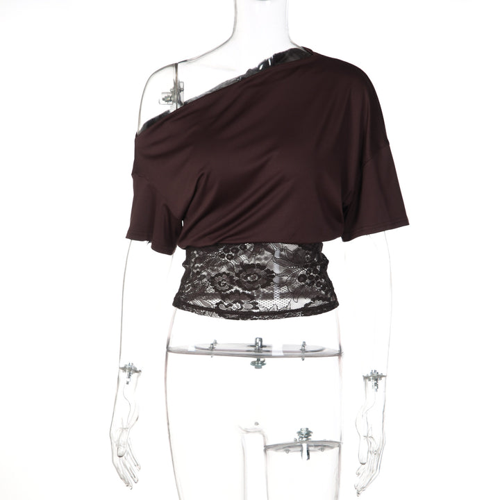 Damen Off-Shoulder Bluse mit Spitzenbund Echo Archiv